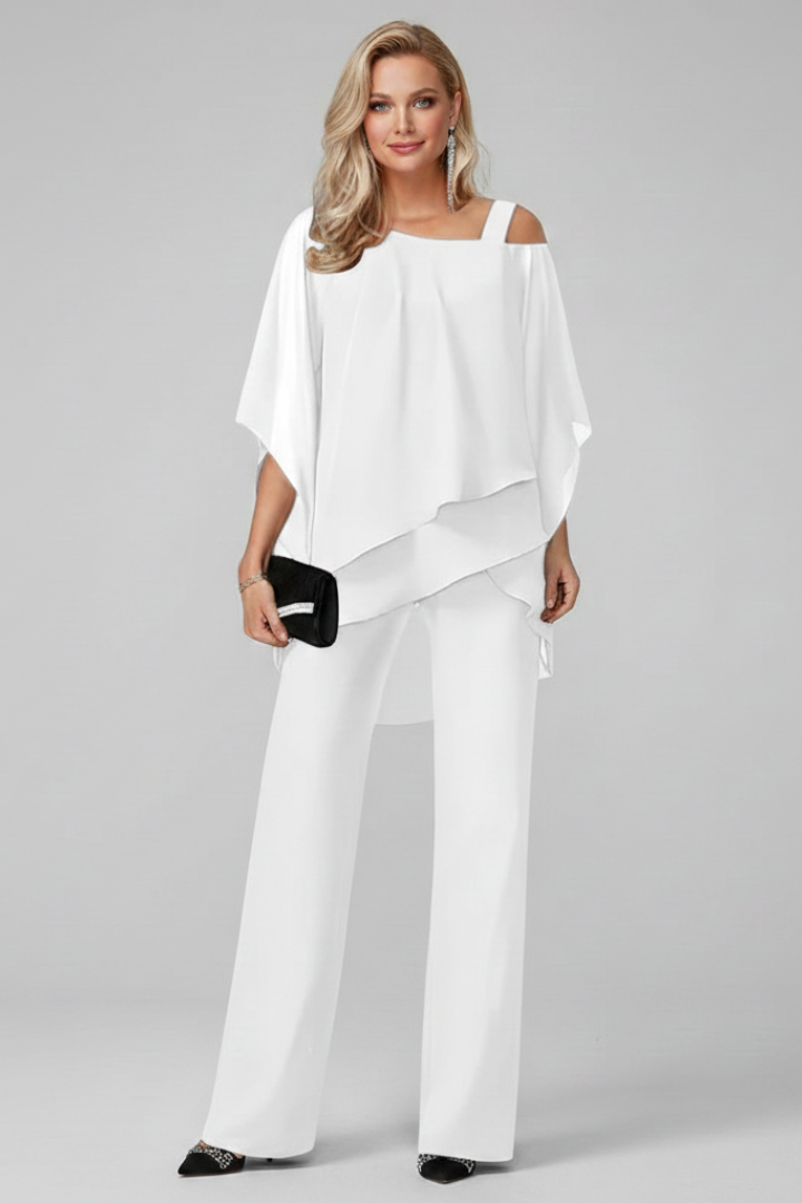 Womens Off-Shoulder Jumpsuit Wide-Leg Flowing Fit