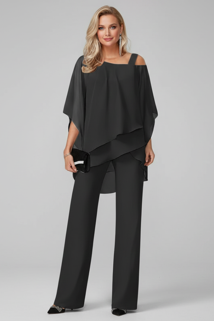 Womens Off-Shoulder Jumpsuit Wide-Leg Flowing Fit