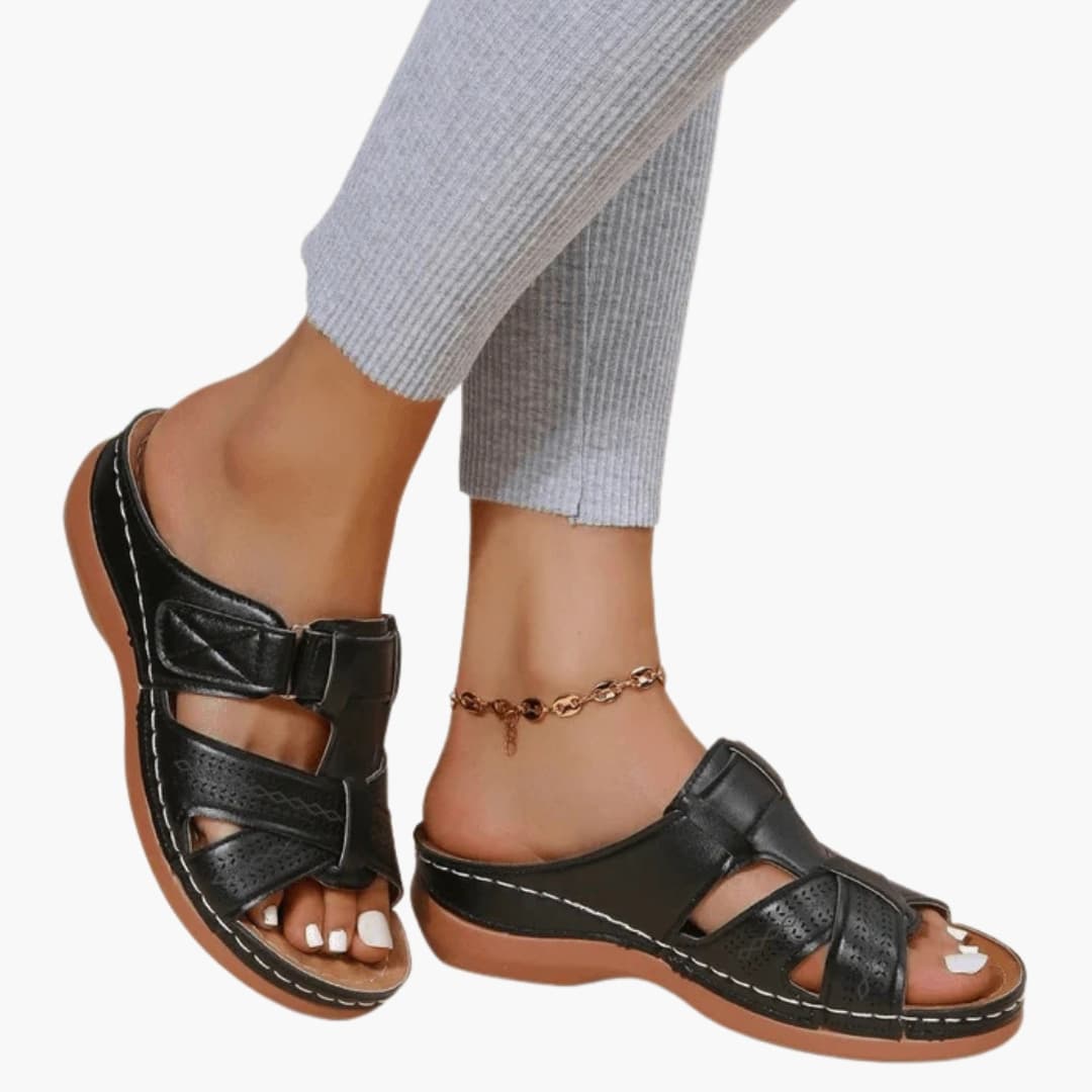 Womens Orthopedic Sandals with Open Toe Contoured Footbed - BritishMode