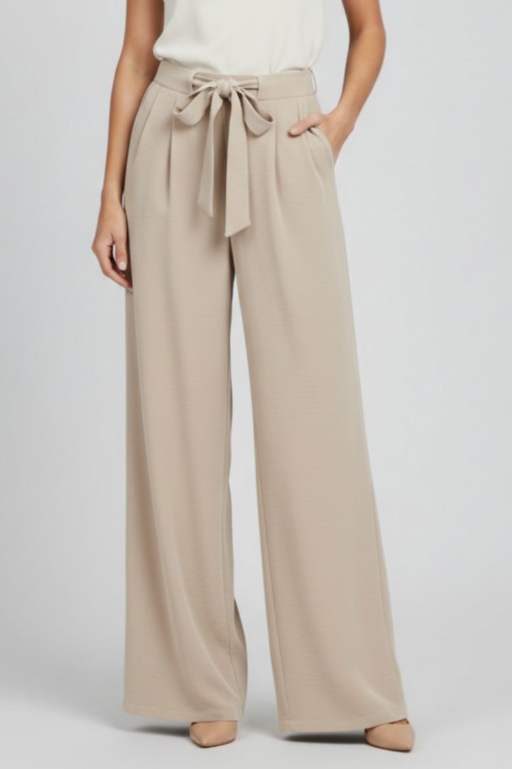 Womens Wide-Leg Palazzo Trousers Breathable Drawstring Waist