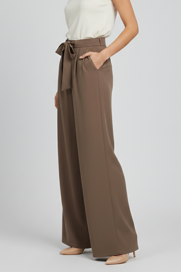 Womens Wide-Leg Palazzo Trousers Breathable Drawstring Waist
