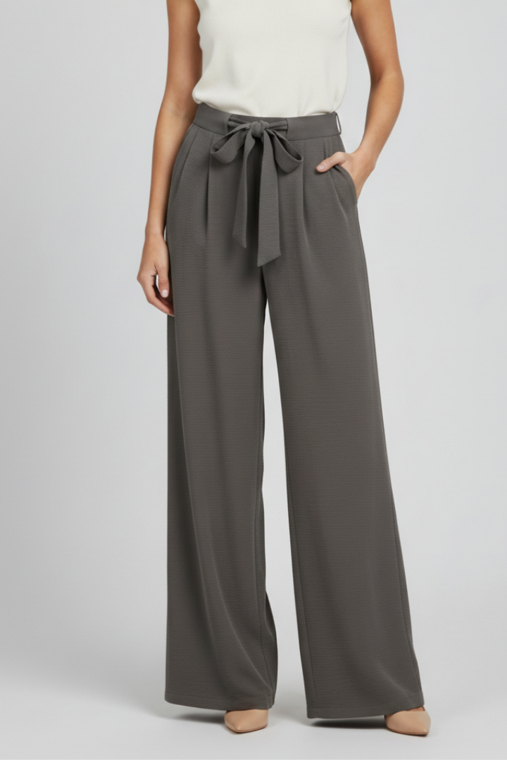 Womens Wide-Leg Palazzo Trousers Breathable Drawstring Waist