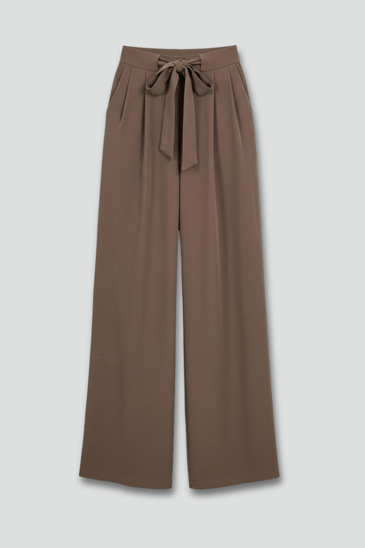 Womens Wide-Leg Palazzo Trousers Breathable Drawstring Waist - BritishMode