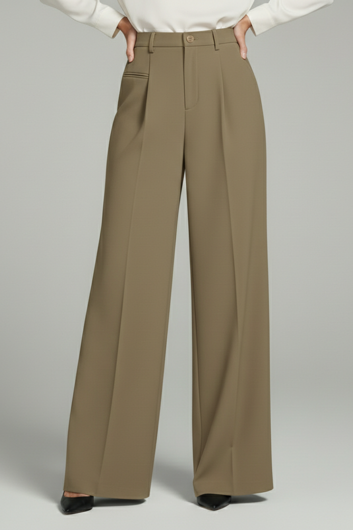 Womens High-Waist Pleated Wide-Leg Tailored Trousers