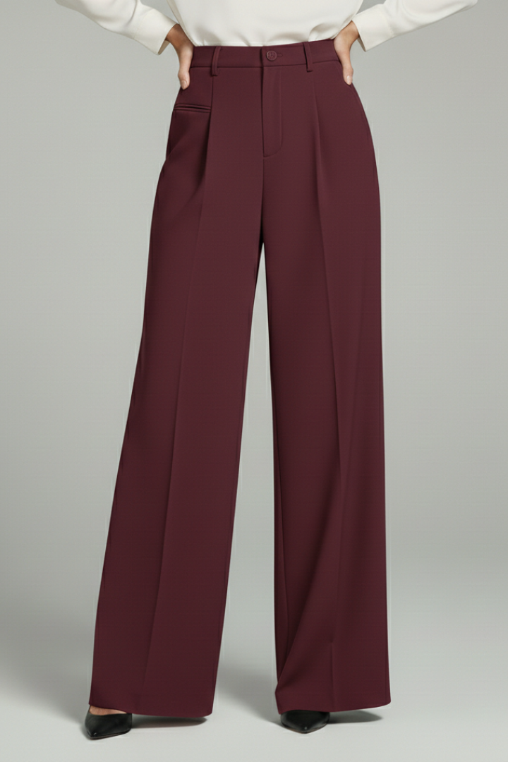 Womens High-Waist Pleated Wide-Leg Tailored Trousers