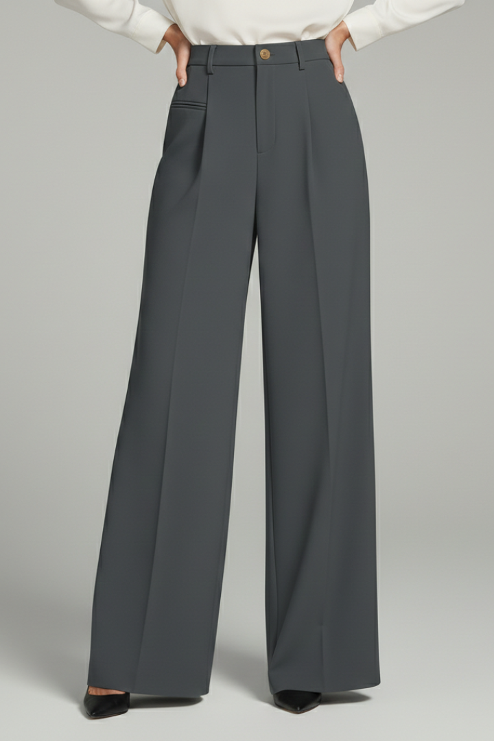 Womens High-Waist Pleated Wide-Leg Tailored Trousers