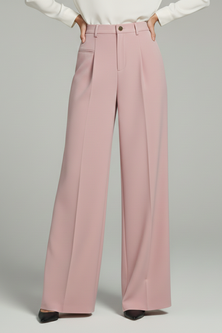 Womens High-Waist Pleated Wide-Leg Tailored Trousers