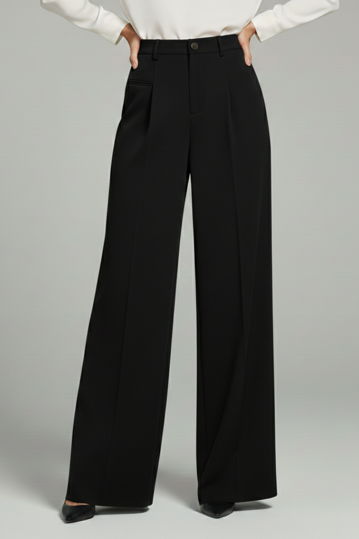 Womens High-Waist Pleated Wide-Leg Tailored Trousers