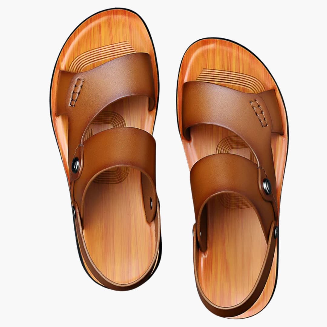Mens Wide Fit Sandals Vegan Leather Cushioned Insole - BritishMode