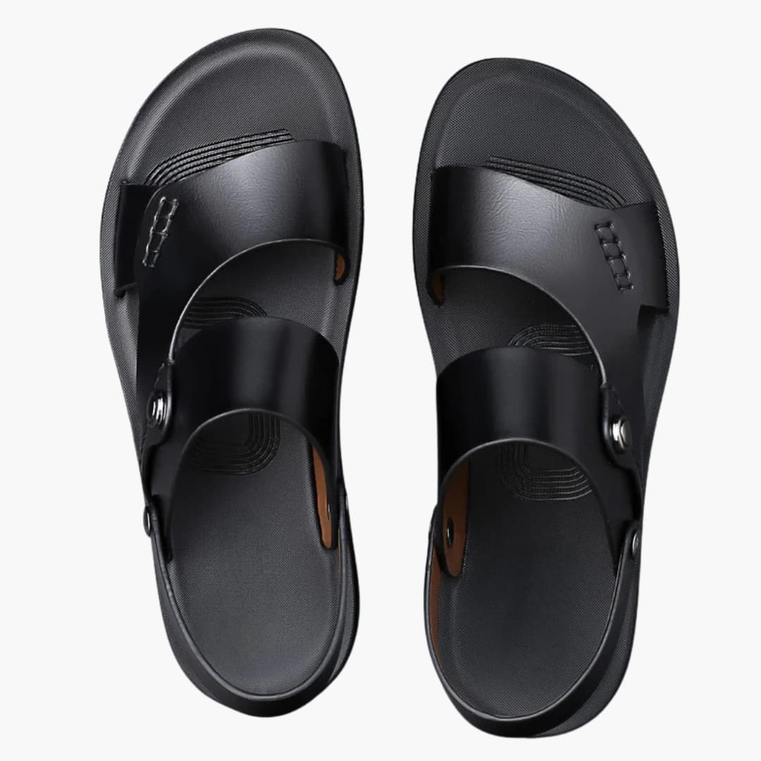 Mens Wide Fit Sandals Vegan Leather Cushioned Insole