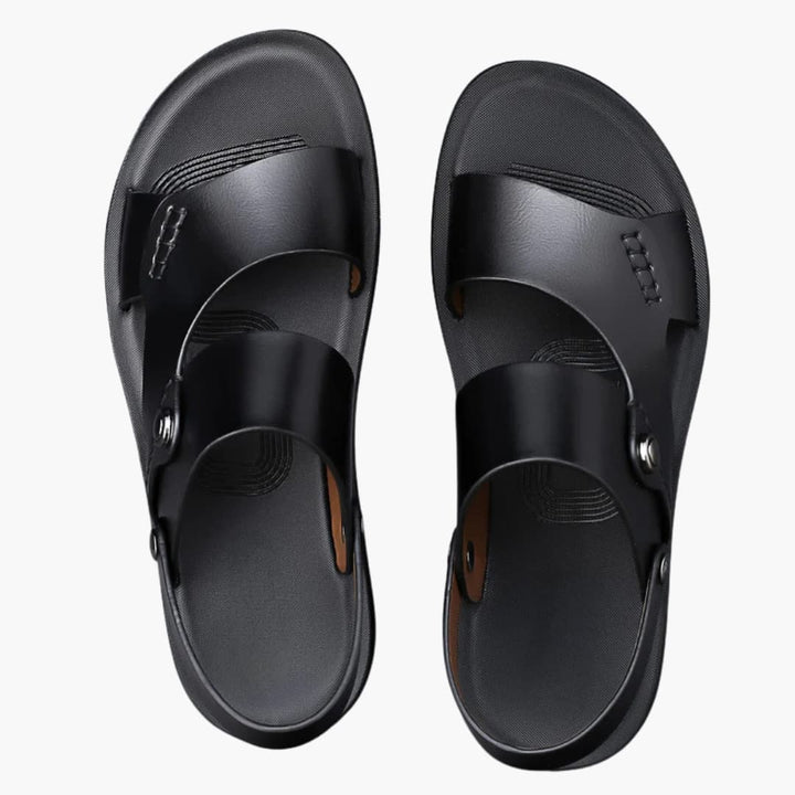Mens Wide Fit Sandals Vegan Leather Cushioned Insole