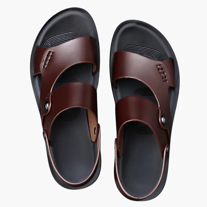 Mens Wide Fit Sandals Vegan Leather Cushioned Insole