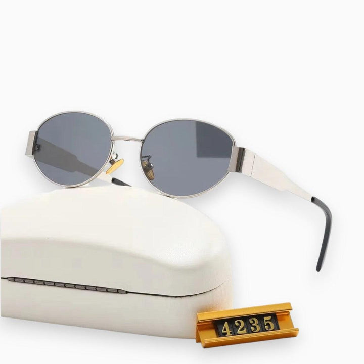 Womens Sunglasses Metal Oval Frame Classic Fit