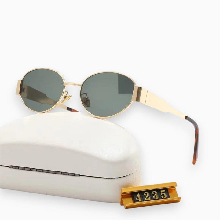 Womens Sunglasses Metal Oval Frame Classic Fit