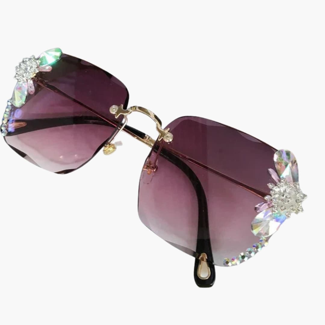 Womens Sunglasses Rimless Design Rhinestone Detail