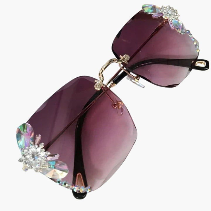 Womens Sunglasses Rimless Design Rhinestone Detail