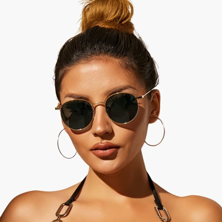 Womens Sunglasses Round Frame Adjustable Nose Pads - BritishMode