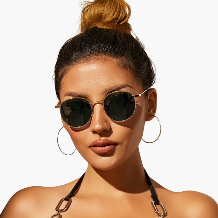 Womens Sunglasses Round Frame Adjustable Nose Pads