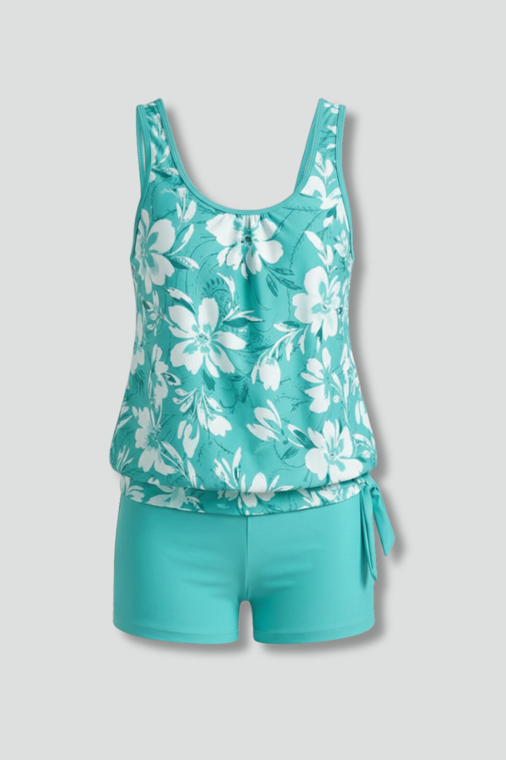Womens Tankini Two-Piece Set with Shorts Printed Lightweight - BritishMode