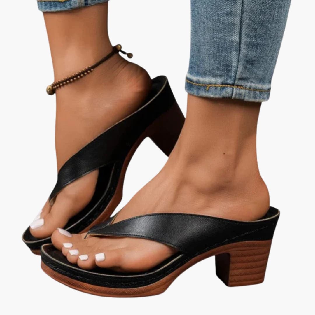 Womens Thong Sandals Block Heel Platform Sole - BritishMode