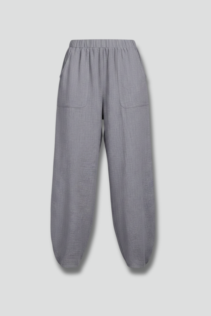 Womens Relaxed Tapered Trousers Elasticated Waist