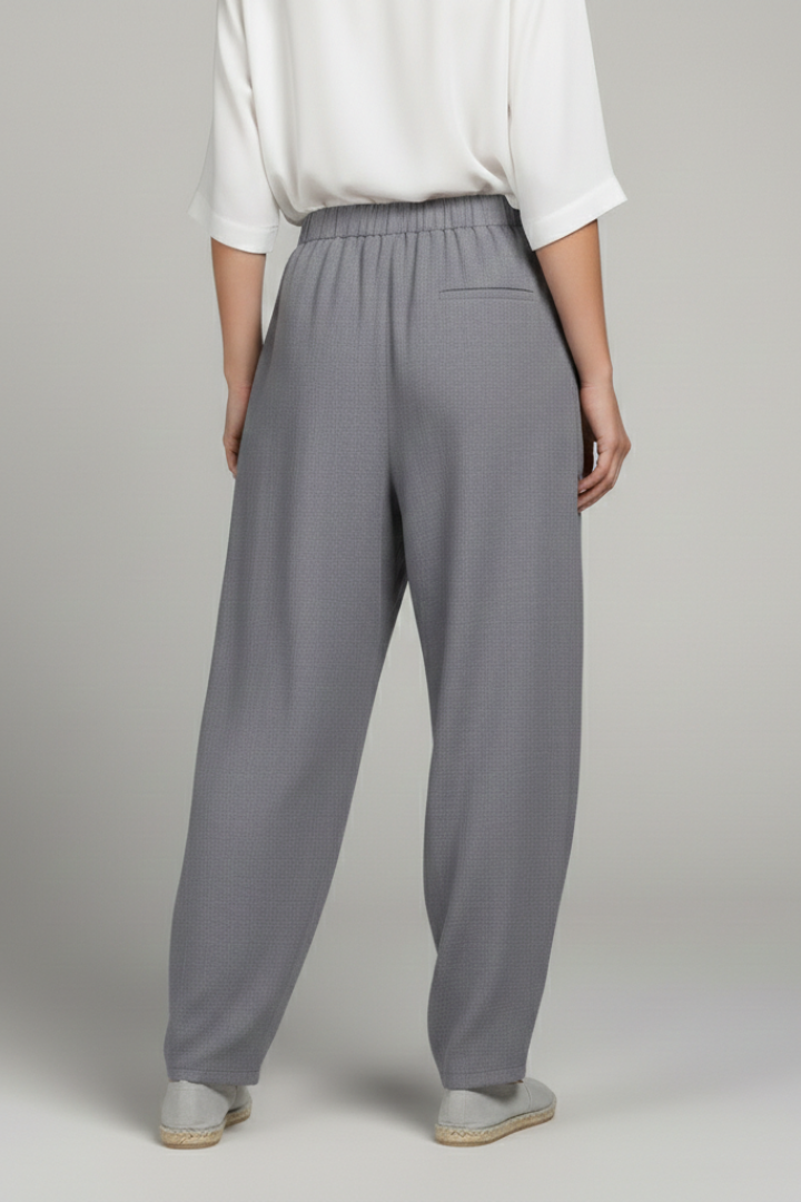 Womens Relaxed Tapered Trousers Elasticated Waist