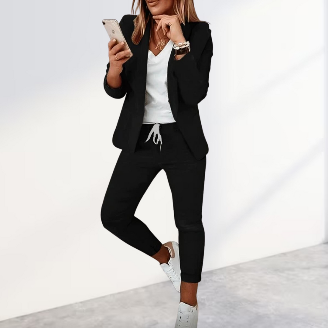 Womens Slim Fit Pantsuit Set Tailored Style - BritishMode