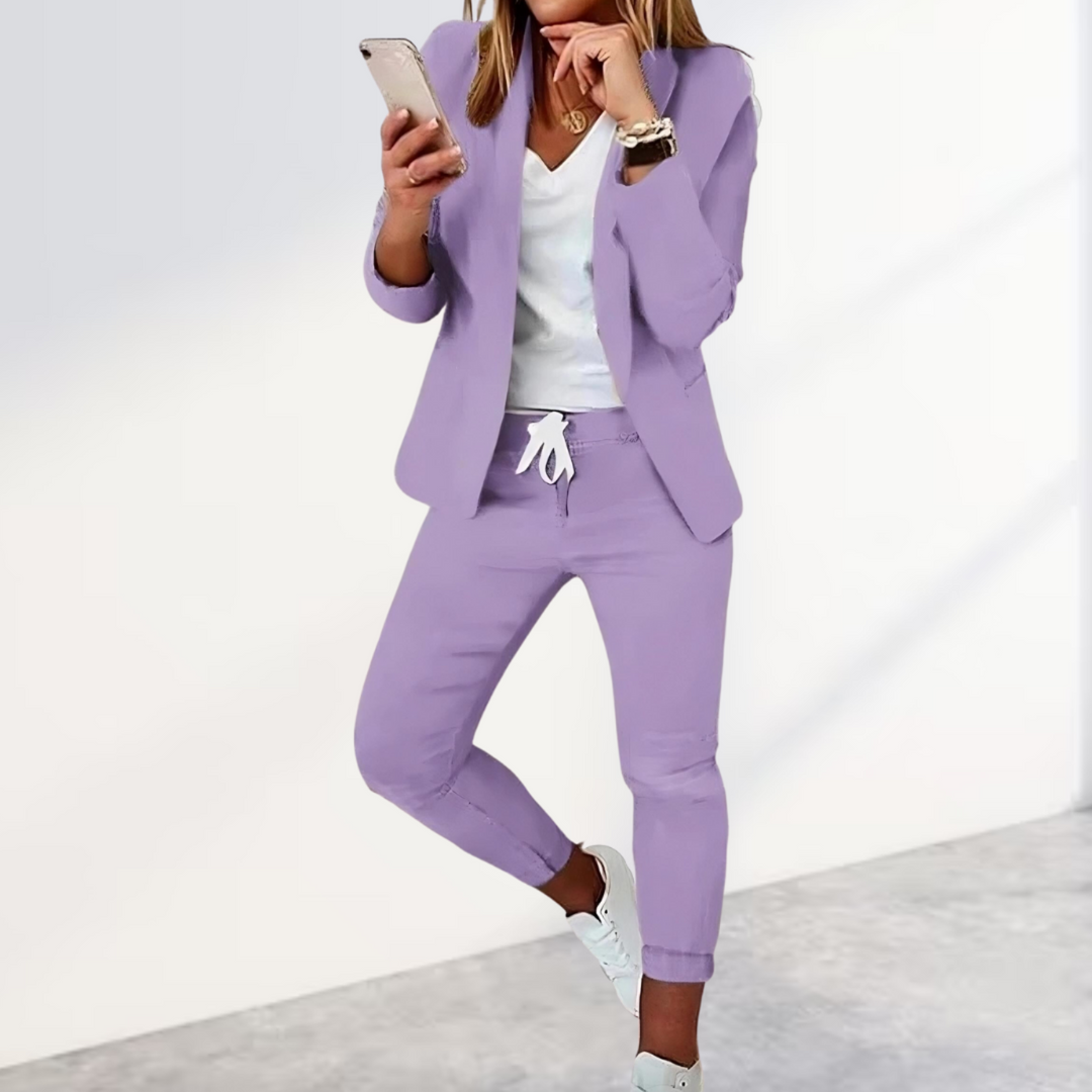 Womens Slim Fit Pantsuit Set Tailored Style