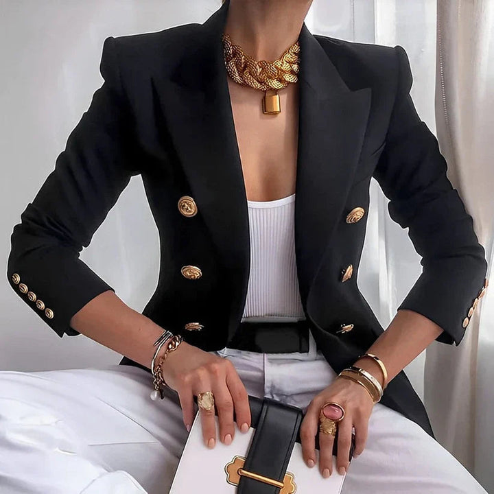 Womens Blazer with Button Closure Tailored Fit - BritishMode