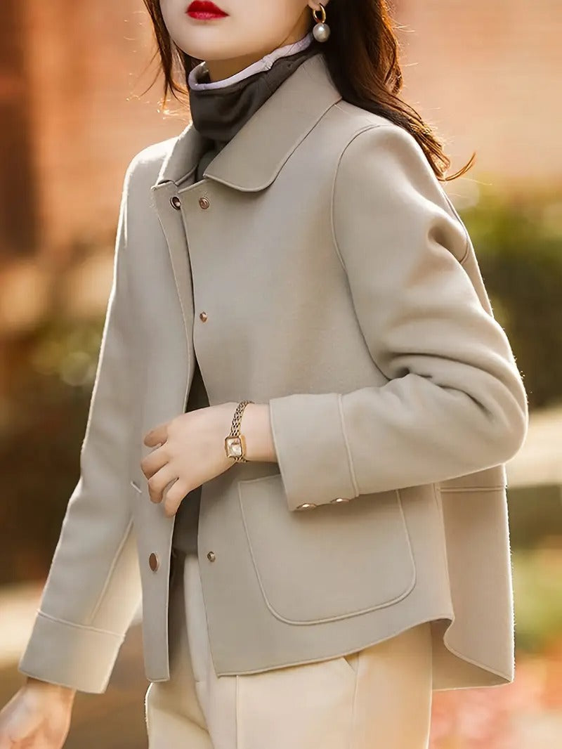Womens Double Breasted Coat Classic Fit Wool Blend - BritishMode