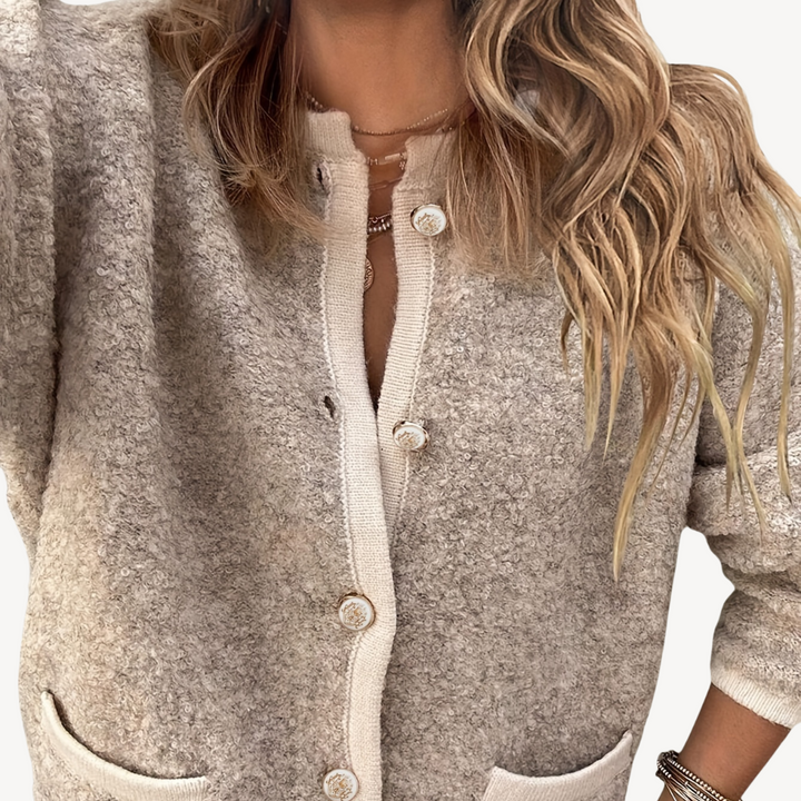 Womens Oversized Knit Sweater Button-Up Style
