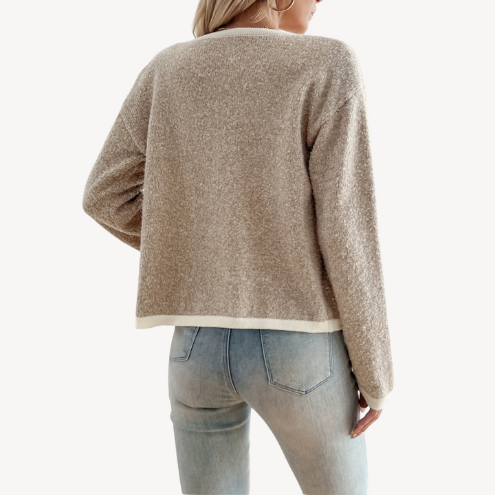 Womens Oversized Knit Sweater Button-Up Style