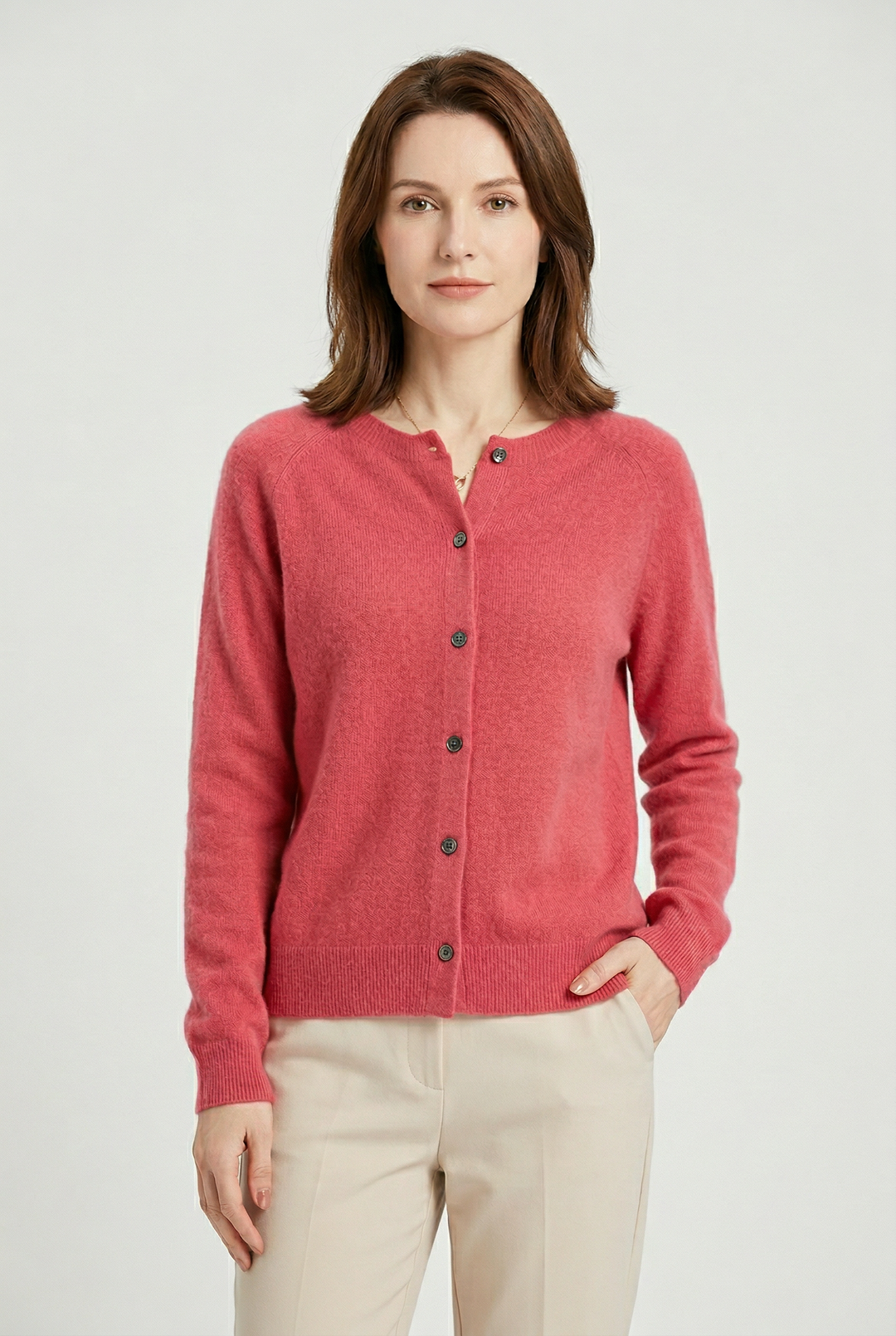 Womens Cardigan V-Neck Button Front Knit - BritishMode