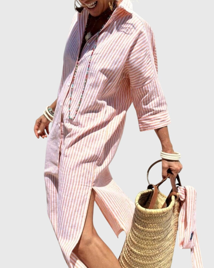 Womens Striped Dress Cotton Relaxed Fit