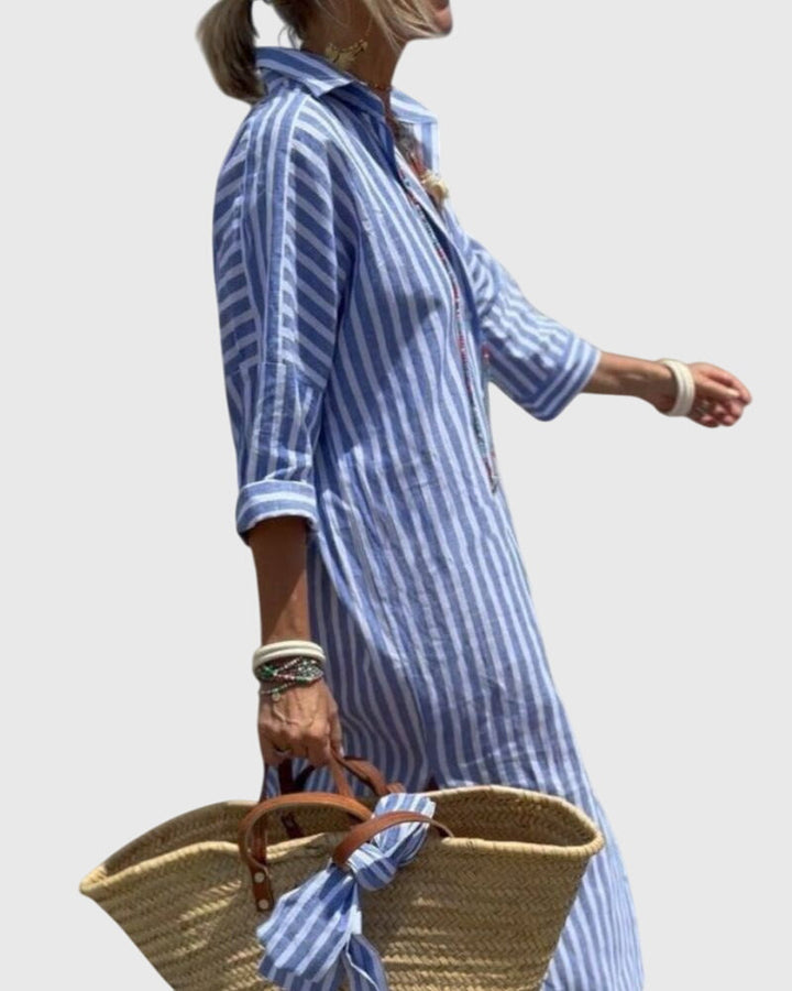 Womens Striped Dress Cotton Relaxed Fit