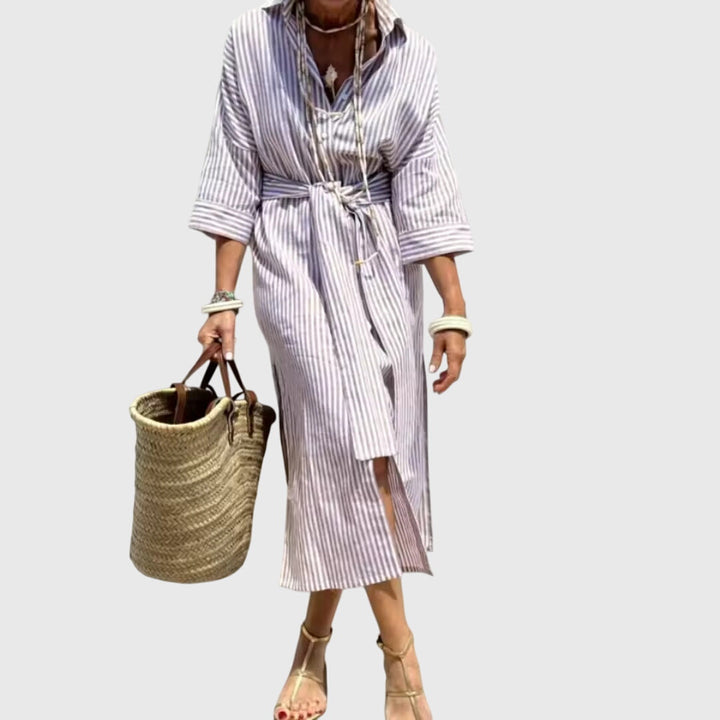 Womens Striped Dress Cotton Relaxed Fit
