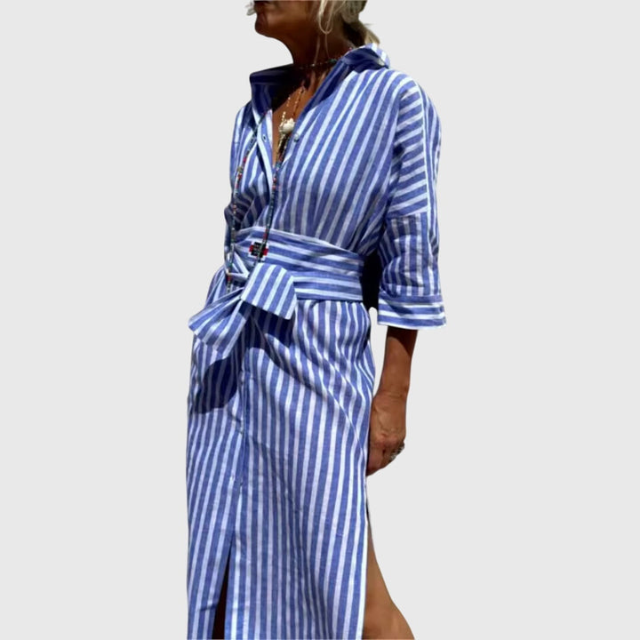 Womens Striped Dress Cotton Relaxed Fit