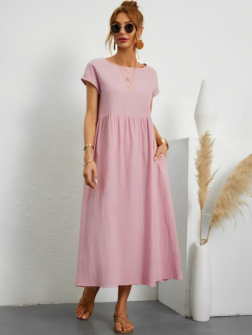 Womens Knee-Length Dress Classic Simple Fit