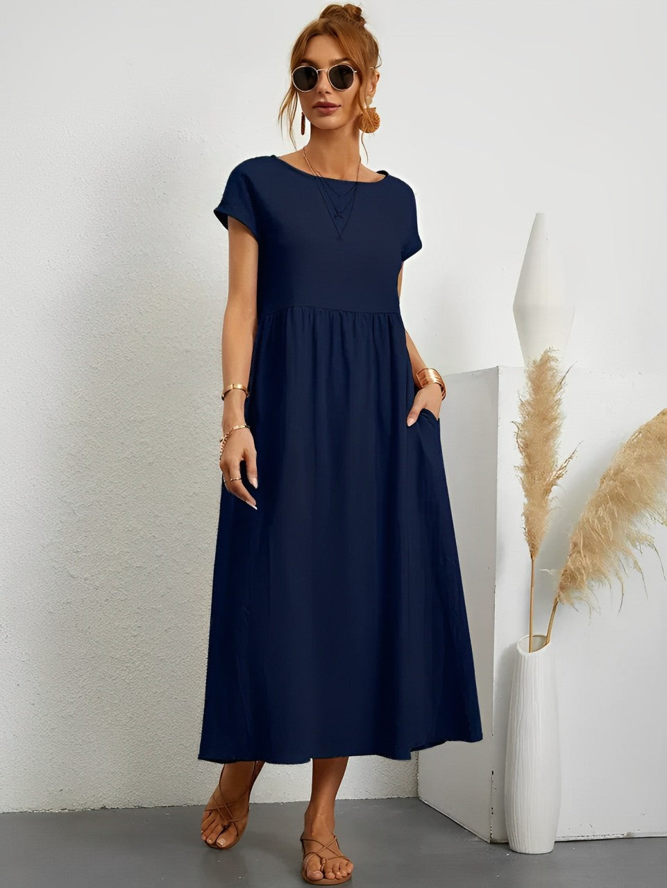 Womens Knee-Length Dress Classic Simple Fit