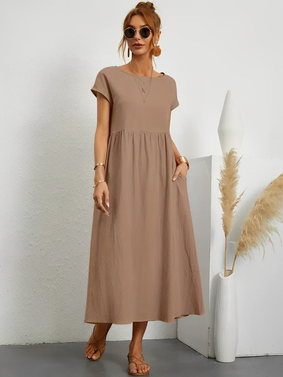 Womens Knee-Length Dress Classic Simple Fit