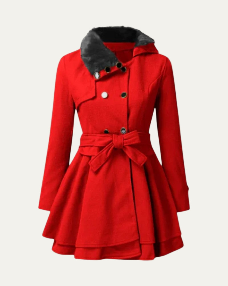 Womens Faux Fur Coat Flared Fit