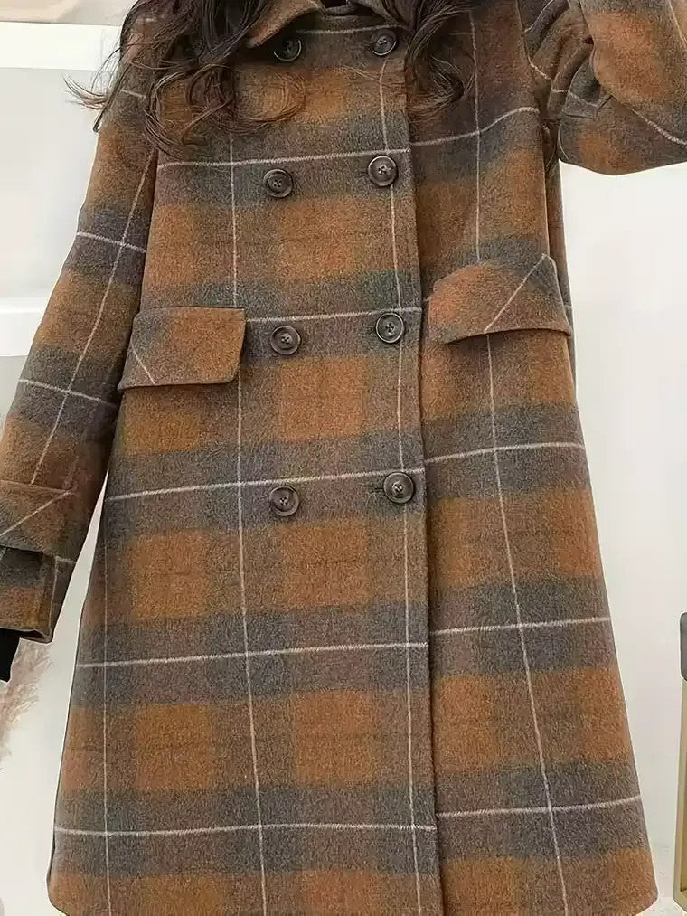 Womens Parka Coat Plaid Pattern Warm Insulated - BritishMode