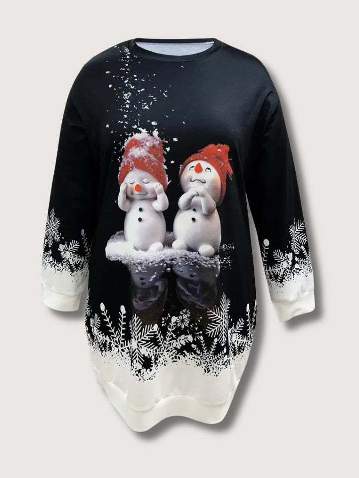 Womens Sweater Dress with Graphic Snowman Design