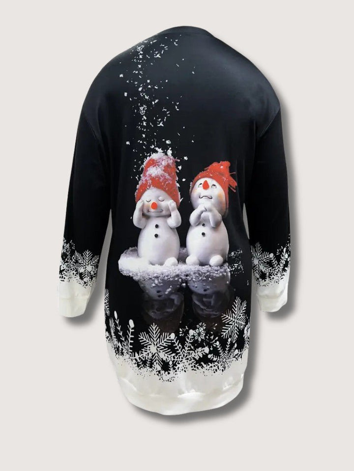 Womens Sweater Dress with Graphic Snowman Design