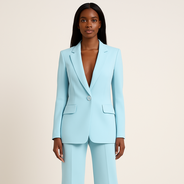 Womens Office Suit Long Jacket Set Elegant Fit - BritishMode