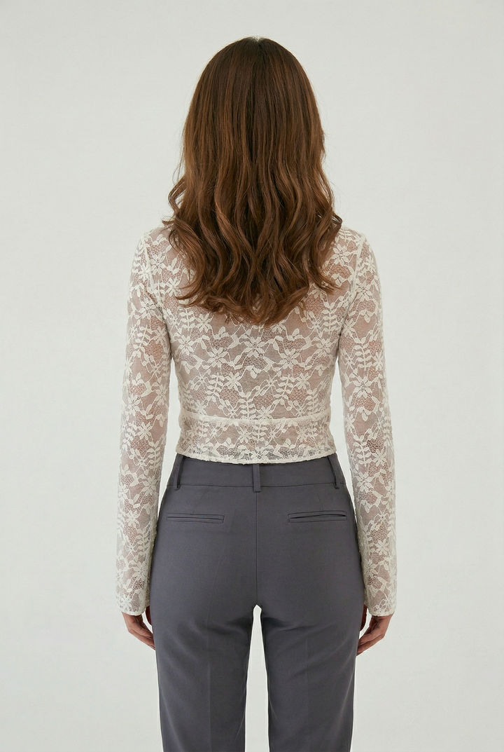Womens Lace Top with Deep V-Neck Evening Style