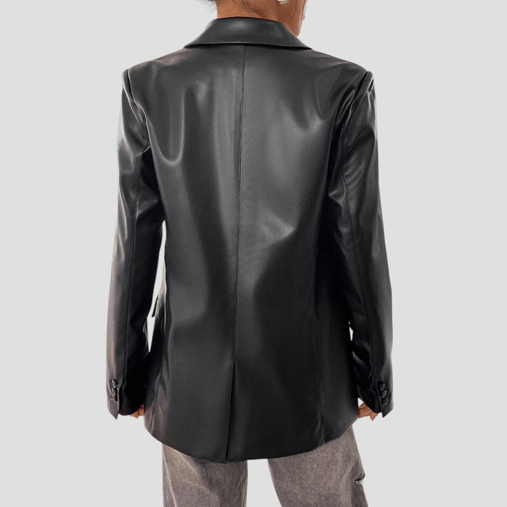 Womens Blazer Faux Leather Vintage Style