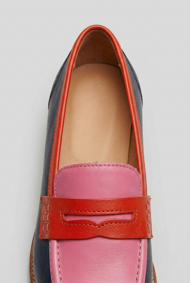 Womens Loafers Leather Penny Strap Slip-On