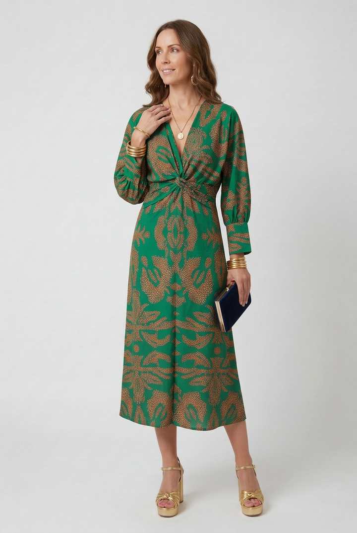 Womens Maxi Dress V-Neck Bohemian Style