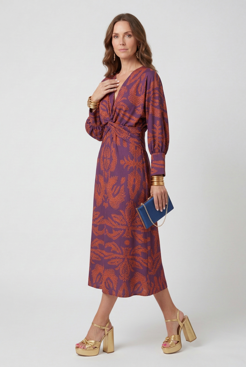 Womens Maxi Dress V-Neck Bohemian Style